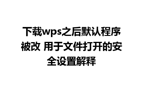 下载wps之后默认程序被改 用于文件打开的安全设置解释