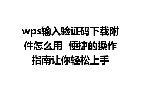 wps输入验证码下载附件怎么用  便捷的操作指南让你轻松上手