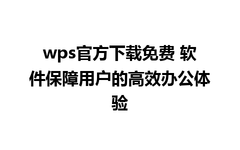 wps官方下载免费 软件保障用户的高效办公体验