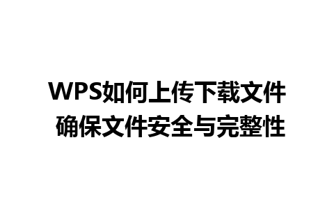 WPS如何上传下载文件 确保文件安全与完整性