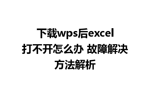 下载wps后excel打不开怎么办 故障解决方法解析