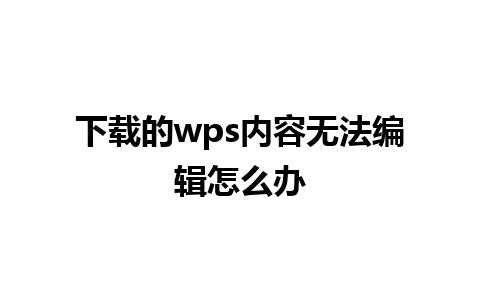 下载的wps内容无法编辑怎么办