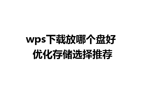 wps下载放哪个盘好 优化存储选择推荐