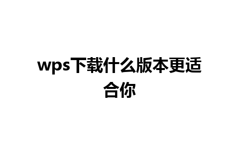 wps下载什么版本更适合你