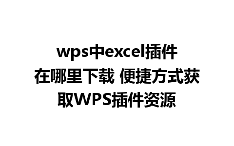 wps中excel插件在哪里下载 便捷方式获取WPS插件资源