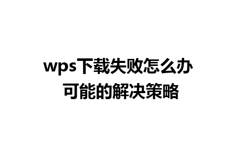 wps下载失败怎么办 可能的解决策略