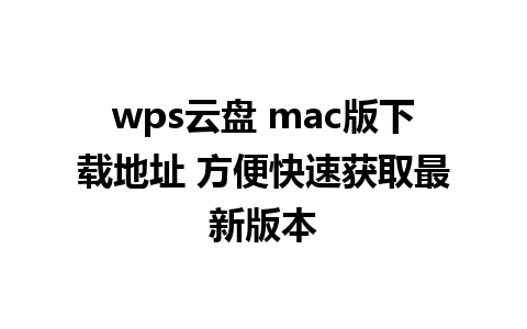 wps云盘 mac版下载地址 方便快速获取最新版本