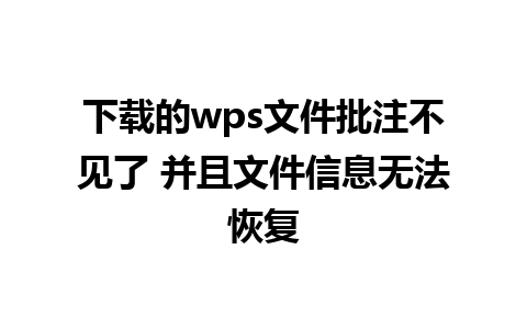 下载的wps文件批注不见了 并且文件信息无法恢复