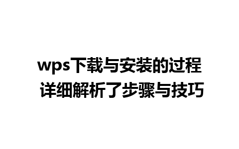 wps下载与安装的过程 详细解析了步骤与技巧