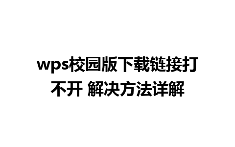 wps校园版下载链接打不开 解决方法详解