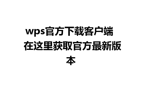 wps官方下载客户端  在这里获取官方最新版本