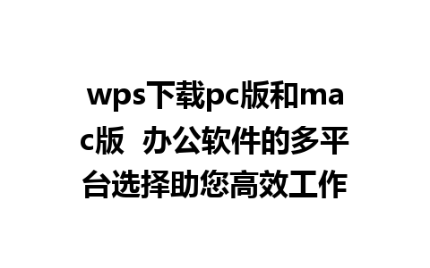 wps下载pc版和mac版  办公软件的多平台选择助您高效工作