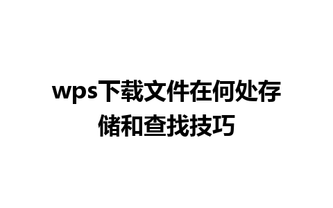 wps下载文件在何处存储和查找技巧