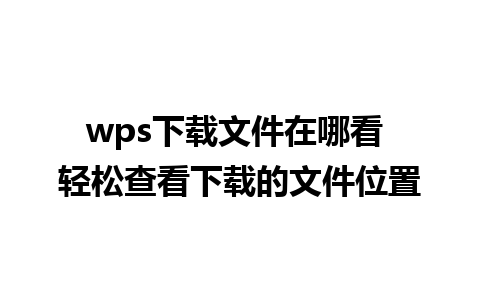 wps下载文件在哪看 轻松查看下载的文件位置