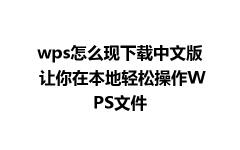 wps怎么现下载中文版 让你在本地轻松操作WPS文件