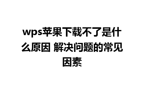 wps苹果下载不了是什么原因 解决问题的常见因素