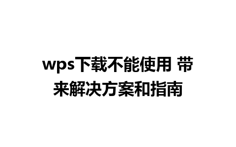 wps下载不能使用 带来解决方案和指南