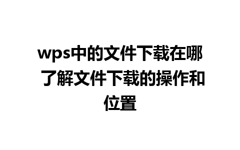 wps中的文件下载在哪 了解文件下载的操作和位置