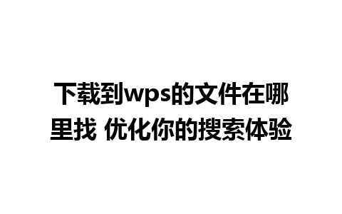 下载到wps的文件在哪里找 优化你的搜索体验