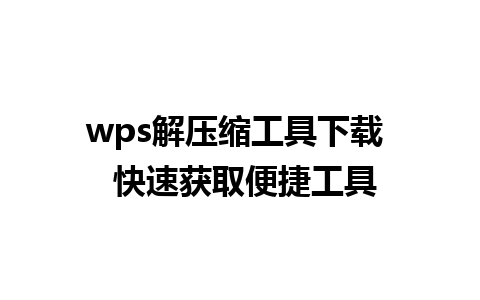 wps解压缩工具下载  快速获取便捷工具