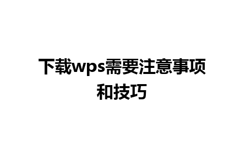 下载wps需要注意事项和技巧