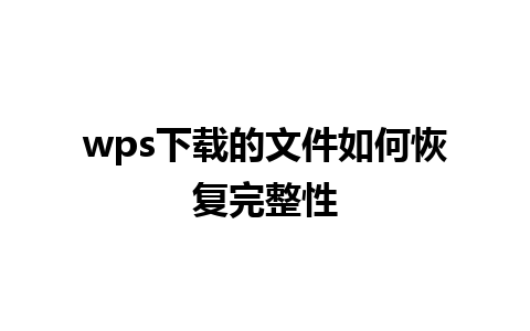 wps下载的文件如何恢复完整性