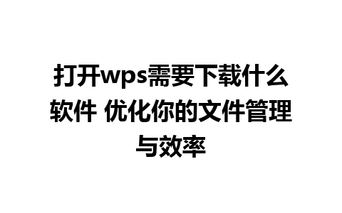 打开wps需要下载什么软件 优化你的文件管理与效率