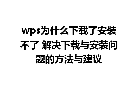 wps为什么下载了安装不了 解决下载与安装问题的方法与建议