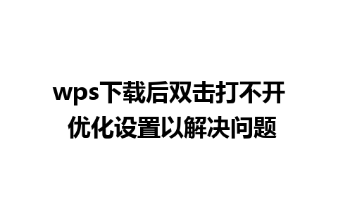 wps下载后双击打不开 优化设置以解决问题