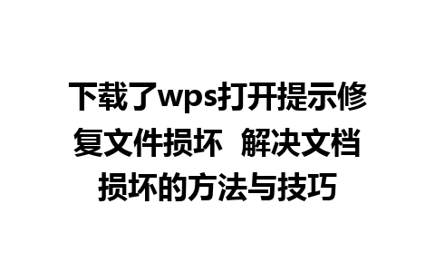 下载了wps打开提示修复文件损坏  解决文档损坏的方法与技巧