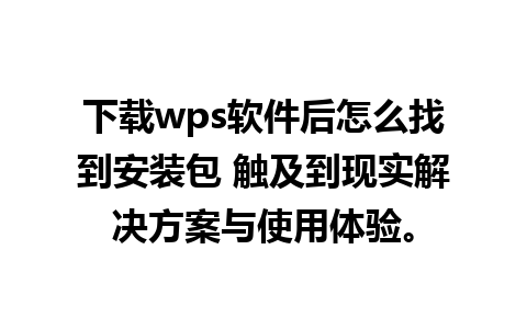 下载wps软件后怎么找到安装包 触及到现实解决方案与使用体验。