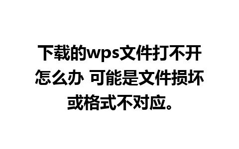 下载的wps文件打不开怎么办 可能是文件损坏或格式不对应。