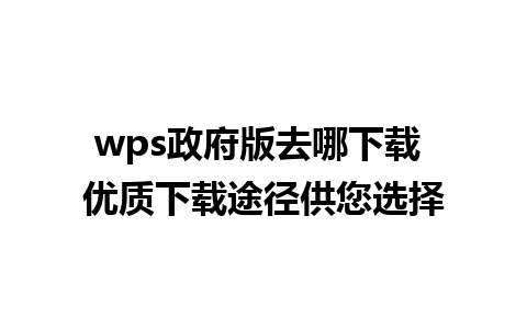 wps政府版去哪下载 优质下载途径供您选择