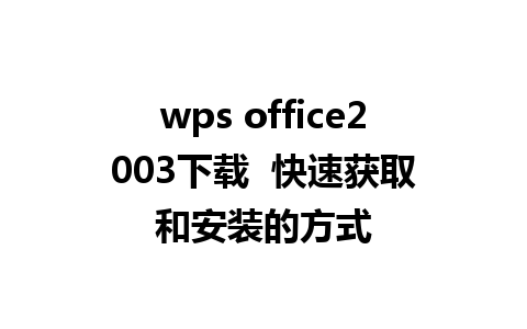 wps office2003下载  快速获取和安装的方式