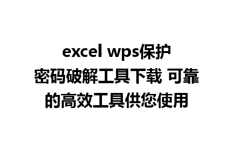 excel wps保护密码破解工具下载 可靠的高效工具供您使用