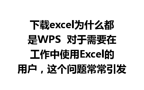 下载excel为什么都是WPS  对于需要在工作中使用Excel的用户，这个问题常常引发困惑。