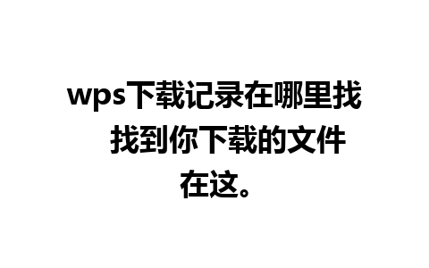 wps下载记录在哪里找   找到你下载的文件在这。