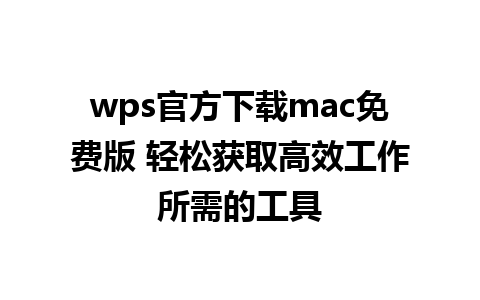 wps官方下载mac免费版 轻松获取高效工作所需的工具