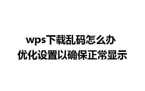 wps下载乱码怎么办 优化设置以确保正常显示