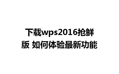 下载wps2016抢鲜版 如何体验最新功能