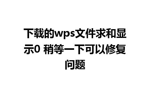 下载的wps文件求和显示0 稍等一下可以修复问题