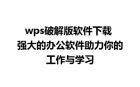 wps破解版软件下载 强大的办公软件助力你的工作与学习