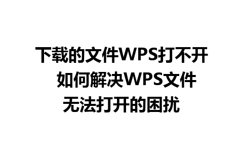 下载的文件WPS打不开  如何解决WPS文件无法打开的困扰