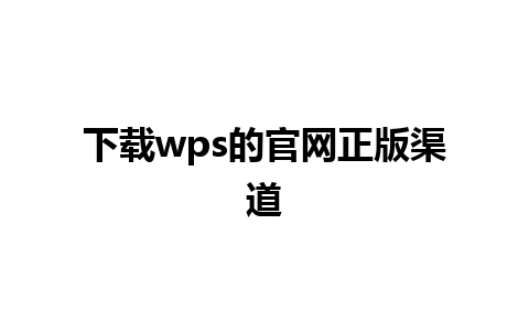 下载wps的官网正版渠道