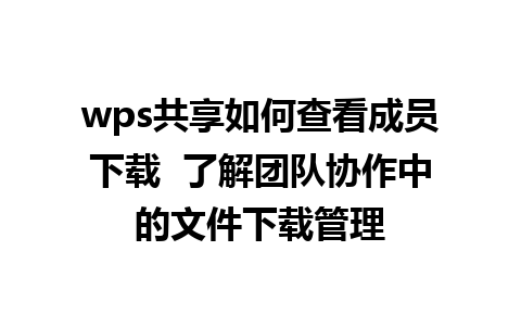 wps共享如何查看成员下载  了解团队协作中的文件下载管理