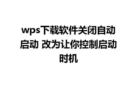 wps下载软件关闭自动启动 改为让你控制启动时机