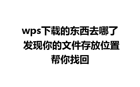 wps下载的东西去哪了 发现你的文件存放位置帮你找回