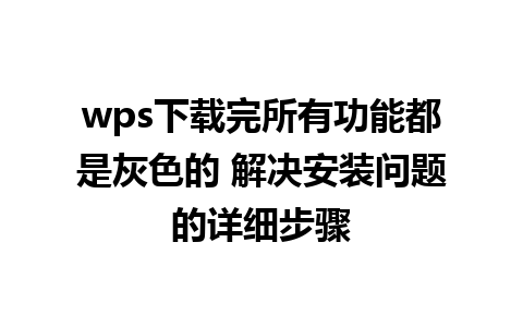 wps下载完所有功能都是灰色的 解决安装问题的详细步骤