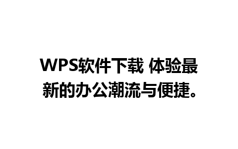 WPS软件下载 体验最新的办公潮流与便捷。