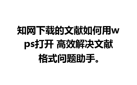 知网下载的文献如何用wps打开 高效解决文献格式问题助手。